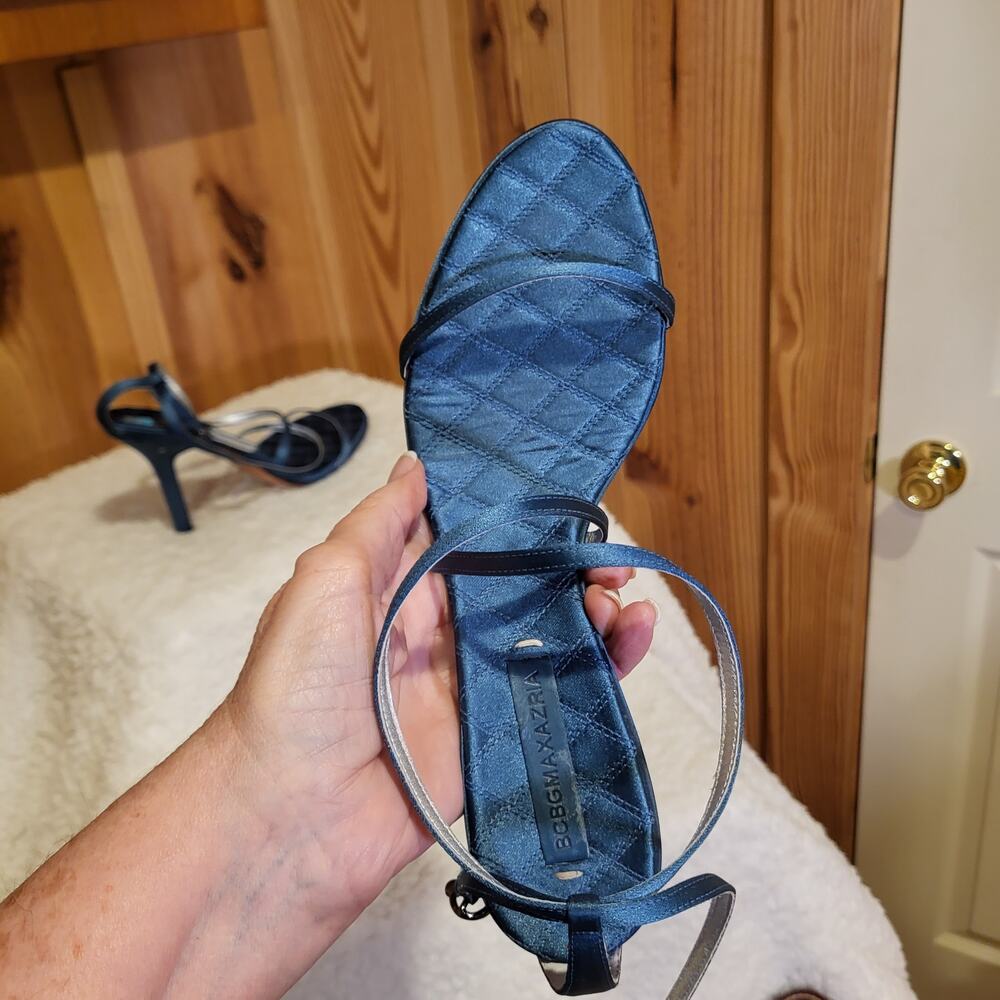 Blue strappy heels by BCBGMaxazria, Size 7.5B, Leather sole